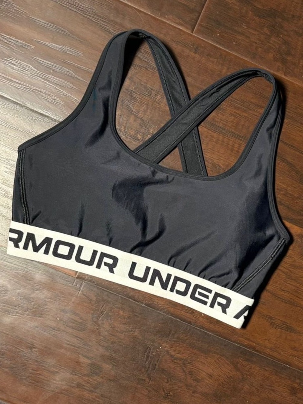 Under Armour Black Sports Bra with White Branded Band